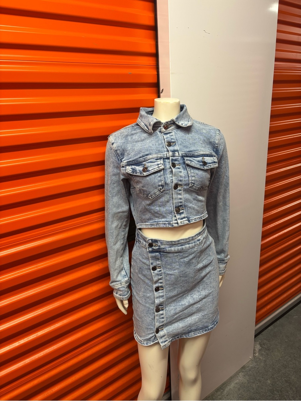 Forever 21 Light Blue Denim Button-Front Mini Skirt